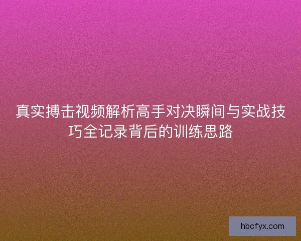 真实搏击视频解析高手对决瞬间与实战技巧全记录背后的训练思路